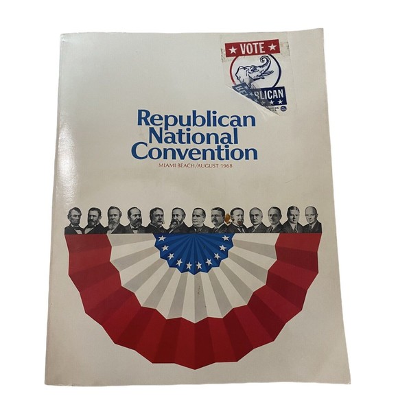 1968 RNC Program Miami Ephemera with Paper Nixon Banner Republican Conservative